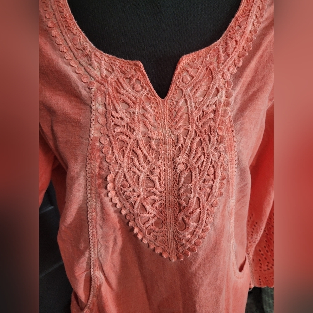 Parsley & Sage Dress Tunic Half Sleeves Embroidered Pockets Bohemian Size Medium - Picture 3 of 8